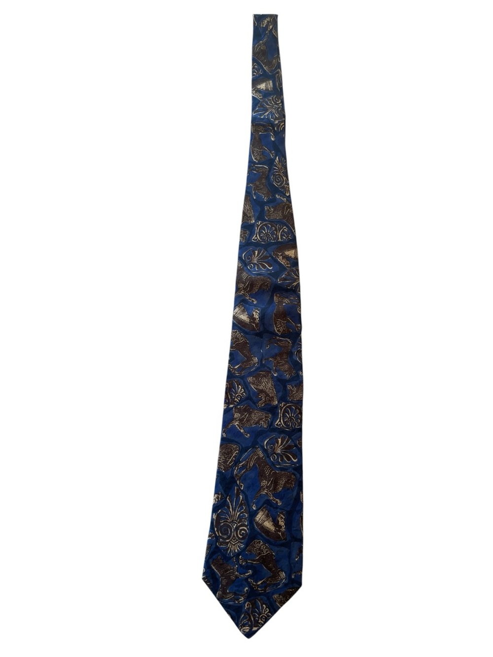 Givenchy Silk Tie Blue Gold Luxury Designer Mens Classic Pattern Necktie